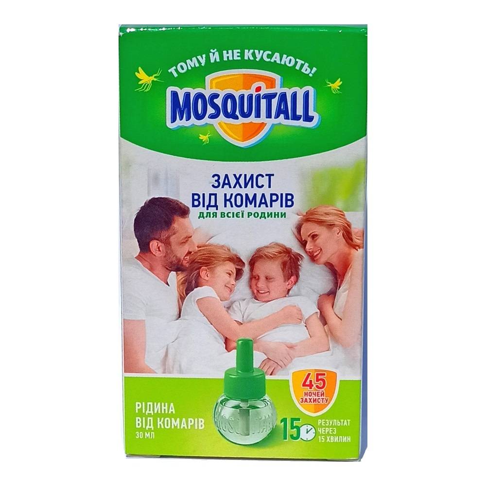 жидкость москитол семья Жидкость для электрофумигатора MOSQUITALL Защита для всей семьи, от комаров, 45 ночей 30 мл — изображение 1